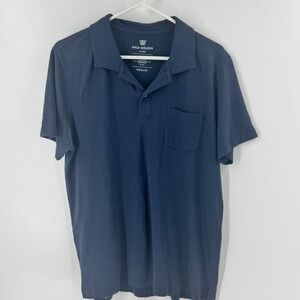 Mack Weldon Men's Navy Textured Polo Shirt X-Large Short Sleeve Pocket